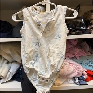 Kids One Piece Bodysuit - White with Blue and Yellow Accents